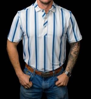 NEW FERRELL men's the tristan polo shirt in blue